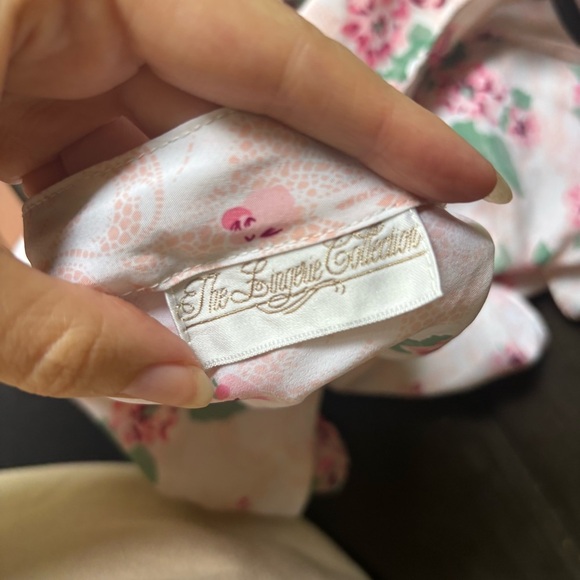 Vintage 90s Floral Lingerie Set Cami and Shorts Pink Green | Medium - Picture 8 of 10